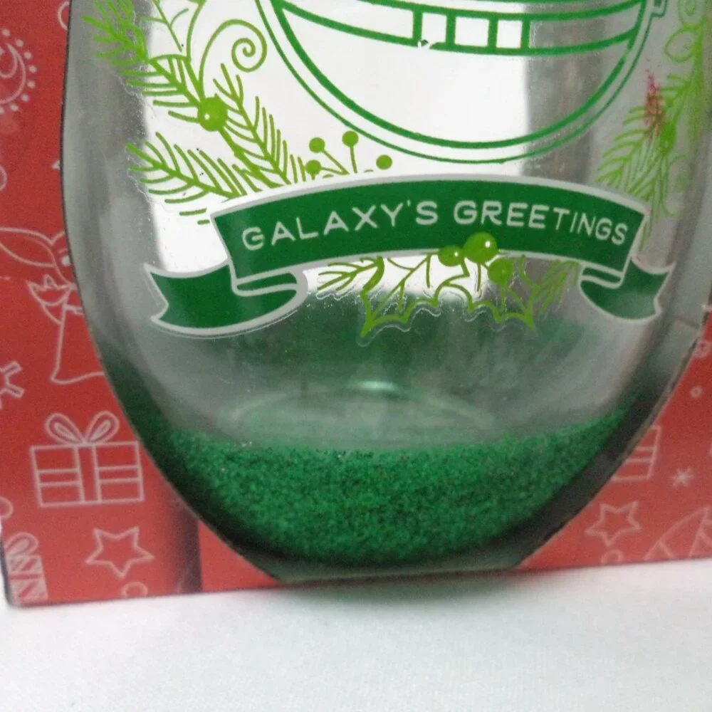 Star Wars Mandalorian Grogu Baby Christmas Yoda Wine Glass Set 2 glitter NEW NWT